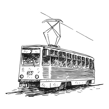 复古的电车老式的交通工具的图片