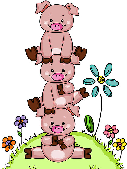 三只猪叠在一起图片图片