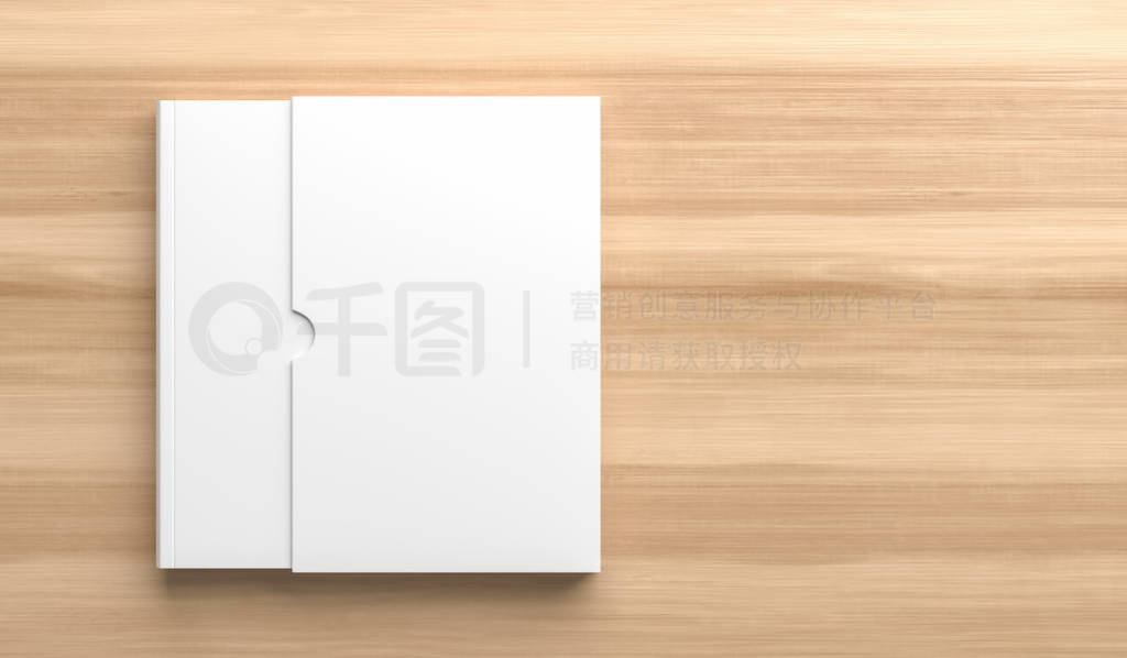 Slipcase book mock up isolated on wooden background.