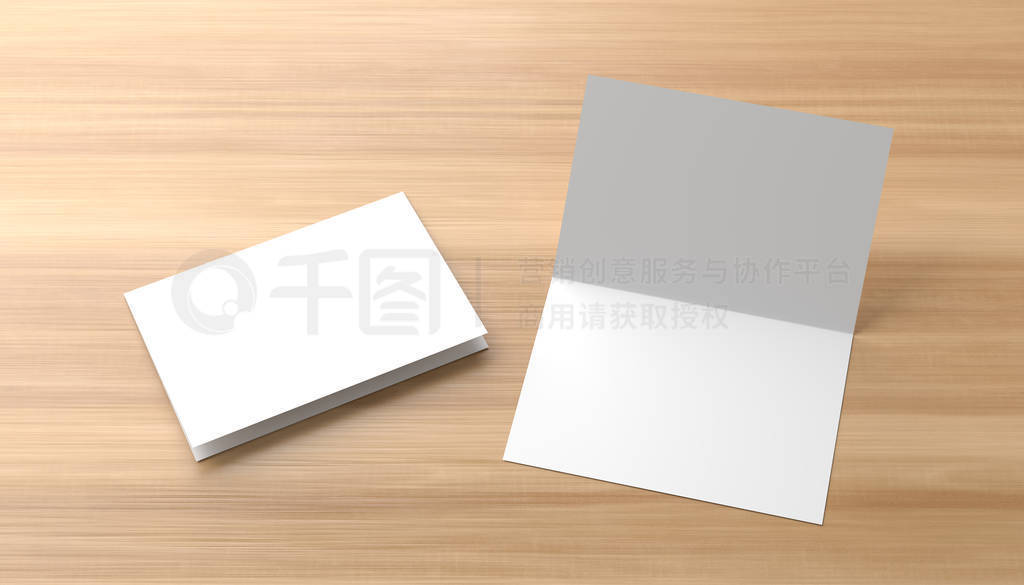 Realistic horizontal bi fold brochure or invitation mock up 