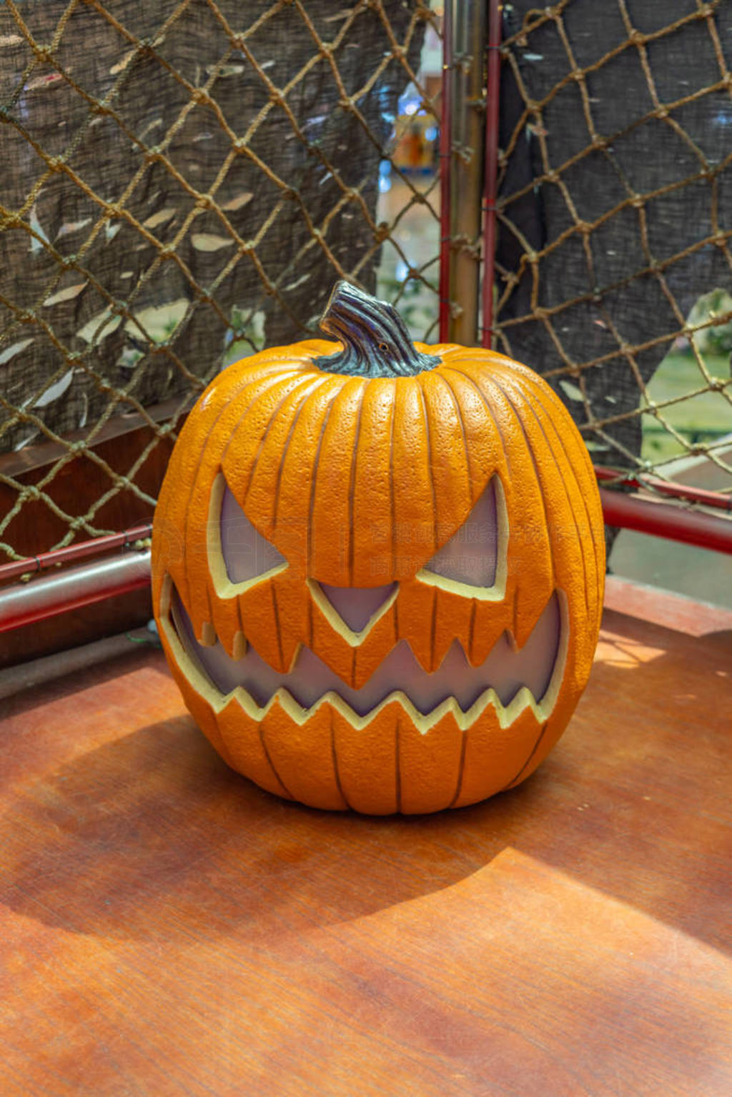 Halloween pumpkin head jack o lantern with terrible smile
