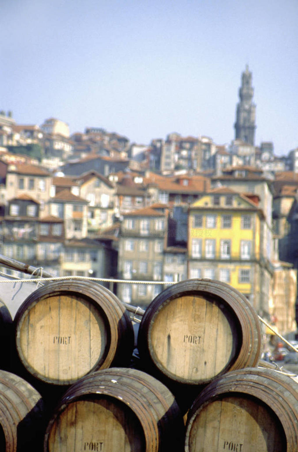 Port wine barrels on a boat on River Douro