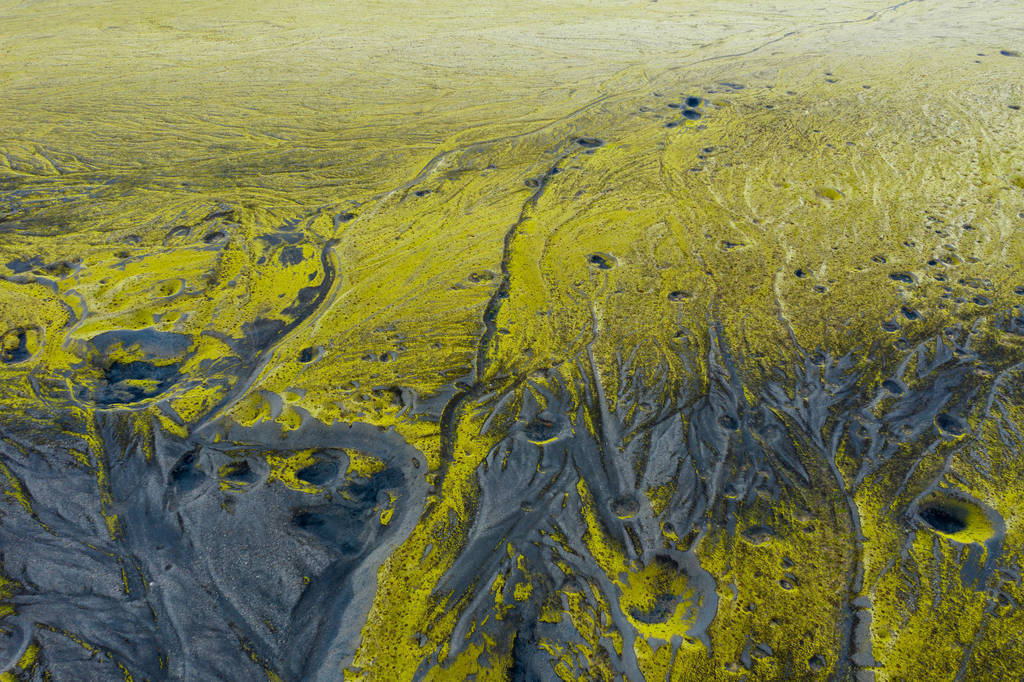 Aerial view of Eldhraun lava field in Iceland