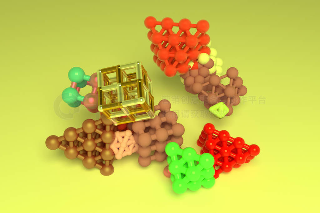 Molecule style concepture, inter-locked square or pyramids, for