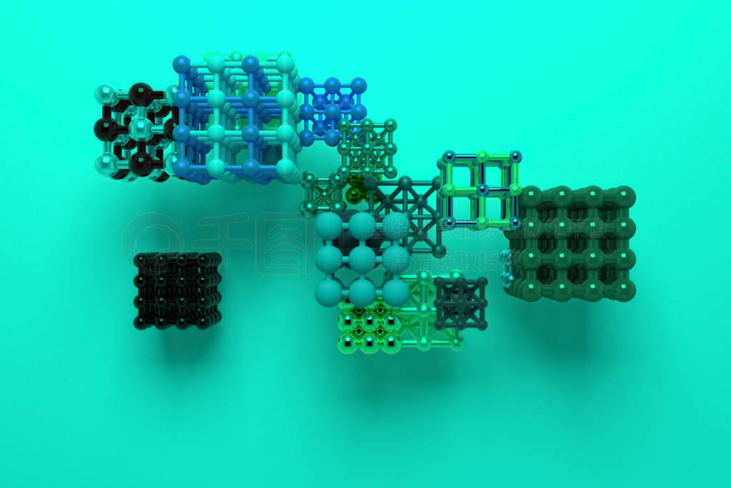 Molecule style concepture, inter-locked square or pyramids, for
