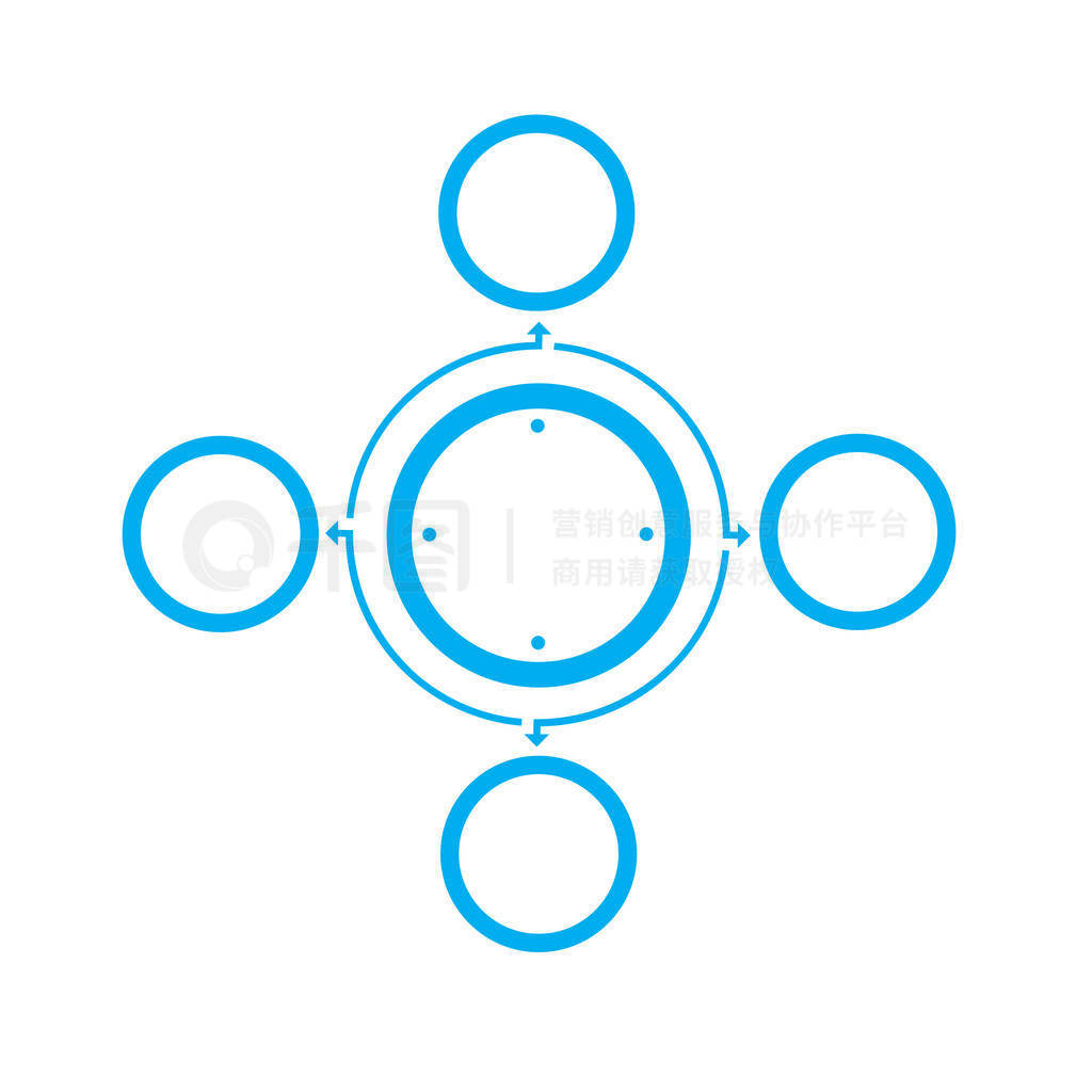 Template for infographics on 4 positions. Circles arranged in a