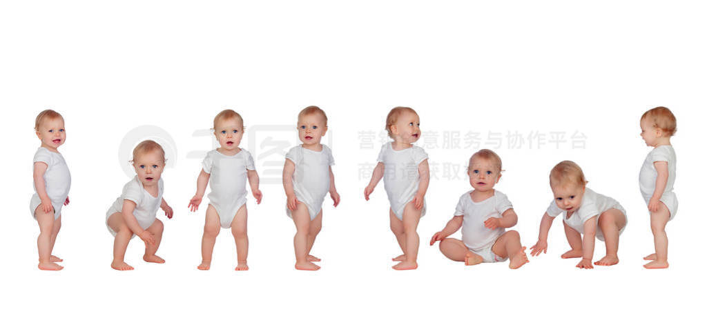 Sequence of a babies standing in underwear