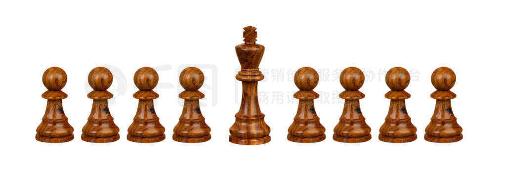 Wooden pawns team with it??s king