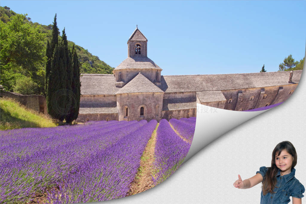 Little girl is presenting Provence in France travel concept