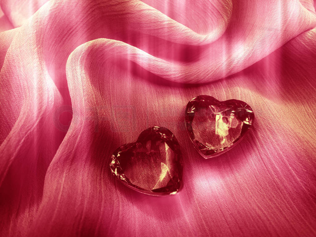 s day with heart gem crystal on silky background