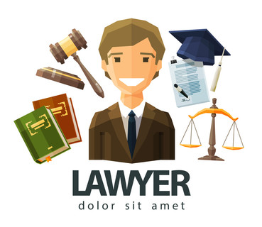 法学, 法律或法院的图标平的插图