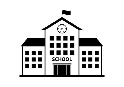 学校矢量图标,孤立建筑物在白色背景上
