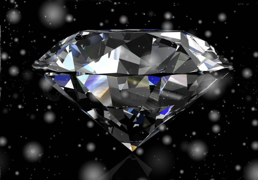 Shiny white diamond illustration .3D rendering.(high resolution