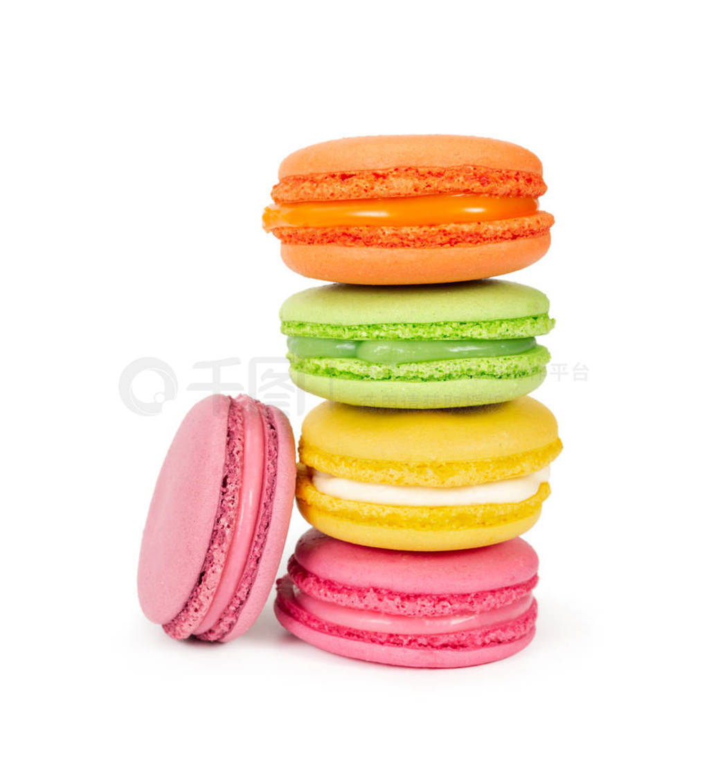 Stack of colorful french macaroons