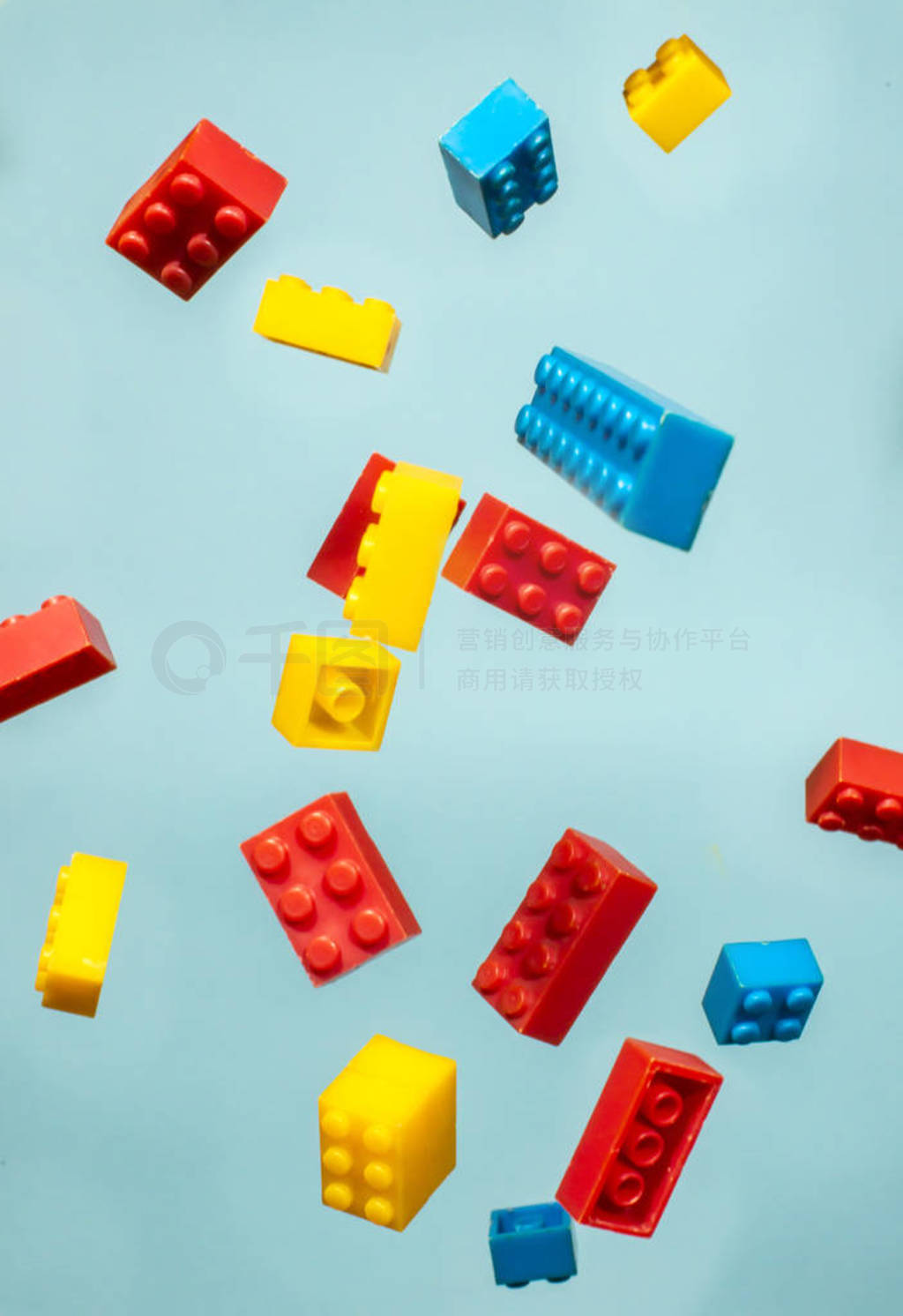 s toys. Circle geometric shapes on plastic bricks.