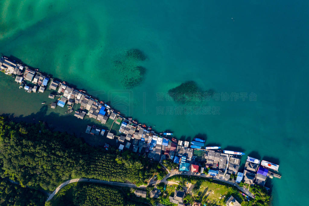 Fisherman village from the bird eye view at Koh Kood, Southeast