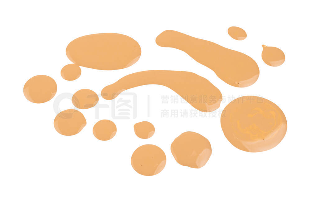 Liquid foundation swatch isolated on white background. Close Up