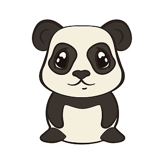 可爱的熊猫熊性格在卡通风格的白色背景下孤立大眼睛的熊猫
