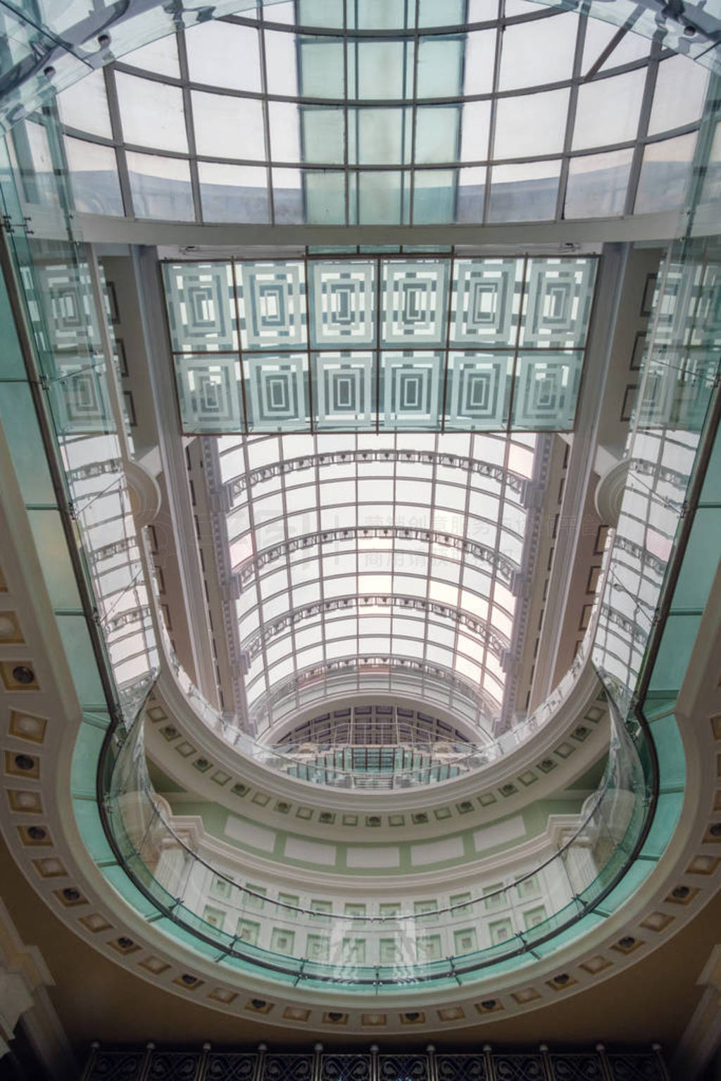 View of the transparent glass ceiling