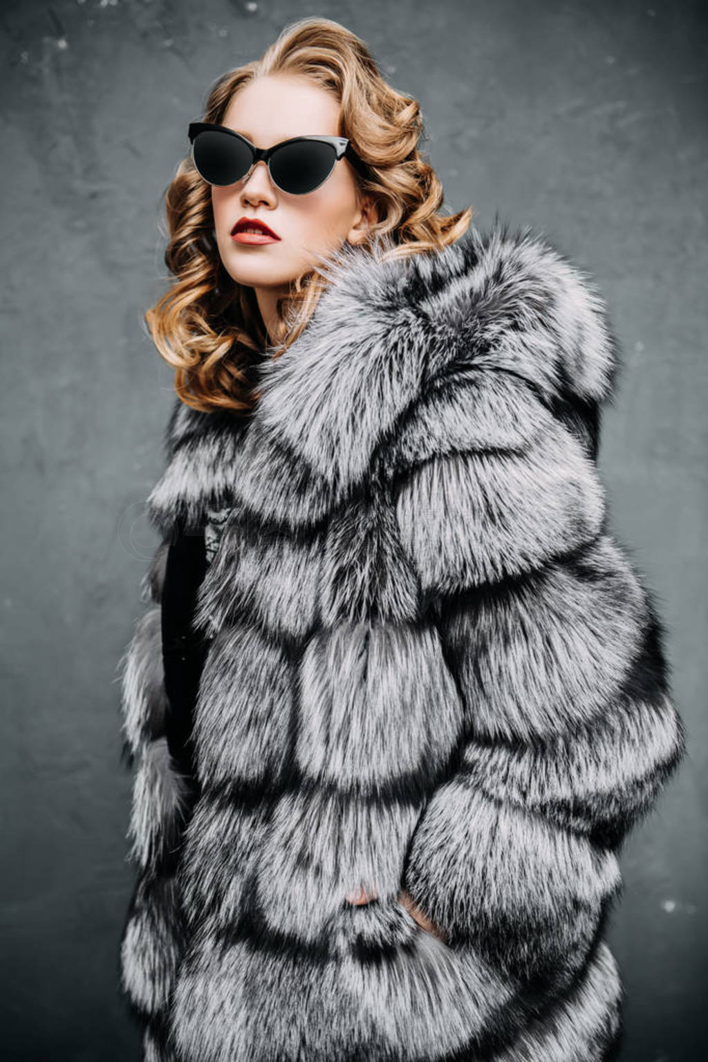 woman wearing fur coat