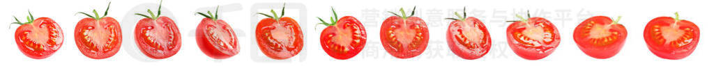 Set of juicy ripe cherry tomatoes on white background. Banner de