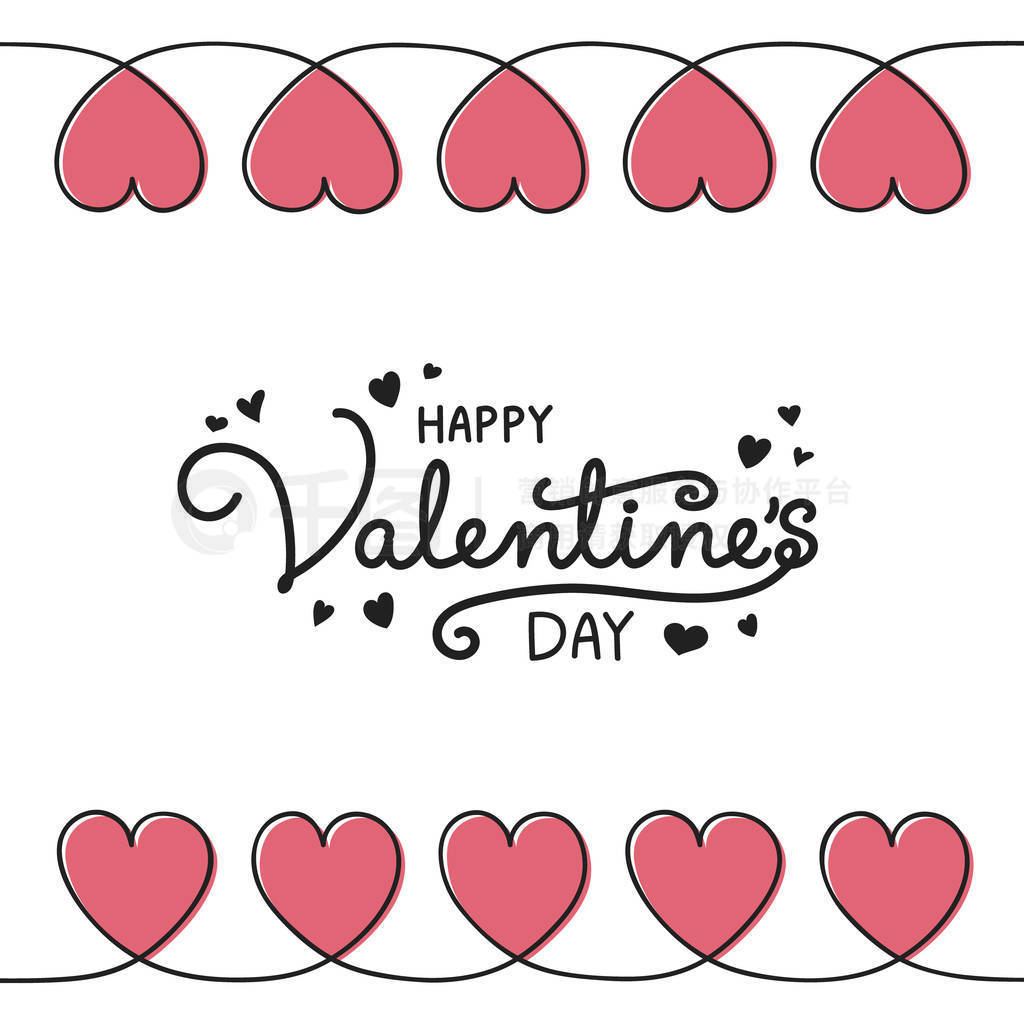 s Day illustration in retro style with hand drawn hearts. Vector