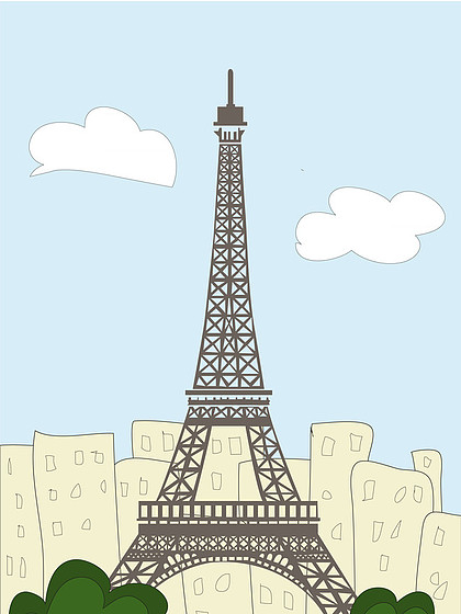 法国0625125313831320942091埃菲尔铁塔图标在白色背景上孤立的卡通