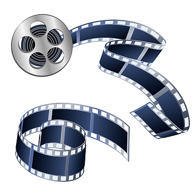 在白色背景下隔离的录像带和胶片的矢量插图用作装饰元素
