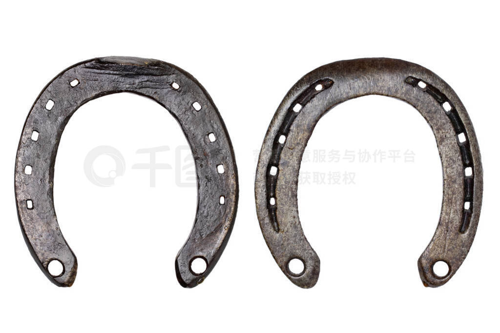 Horseshoe isolated. Close-up of metal horse shoe as a symbol of