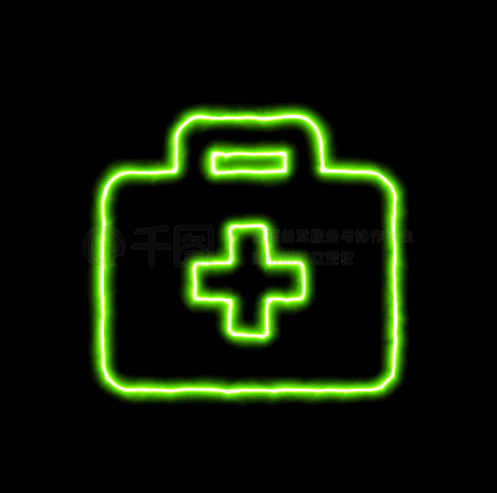 green neon symbol briefcase medical