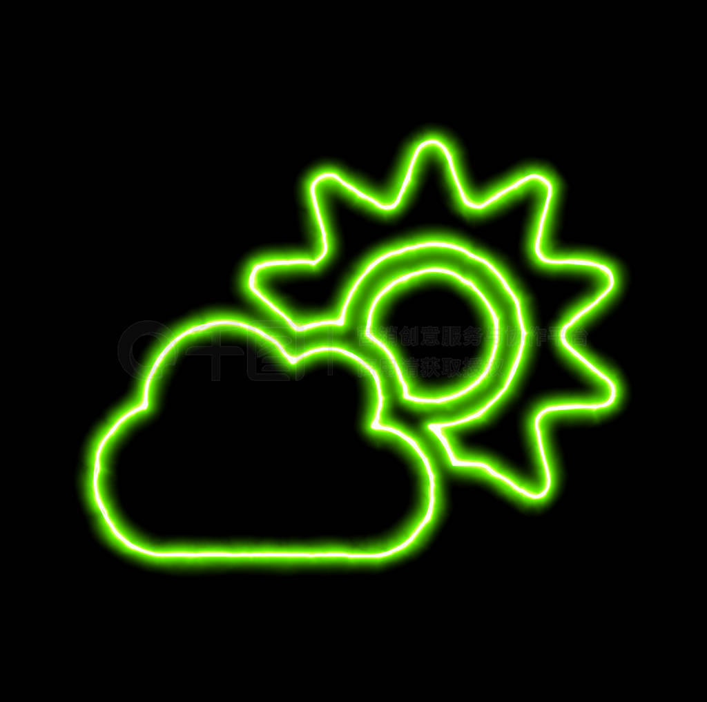 green neon symbol cloud sun