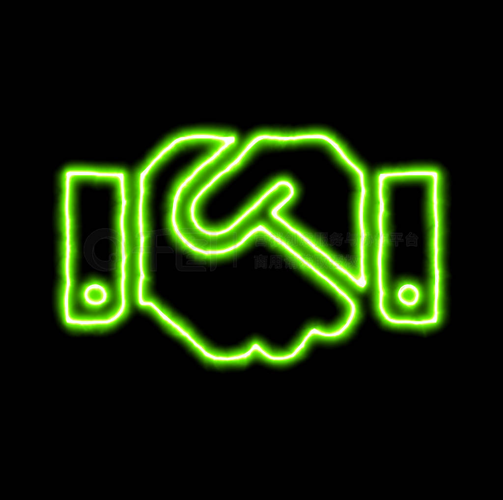 green neon symbol handshake