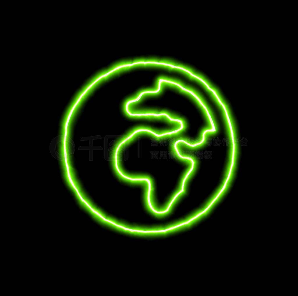 green neon symbol globe africa