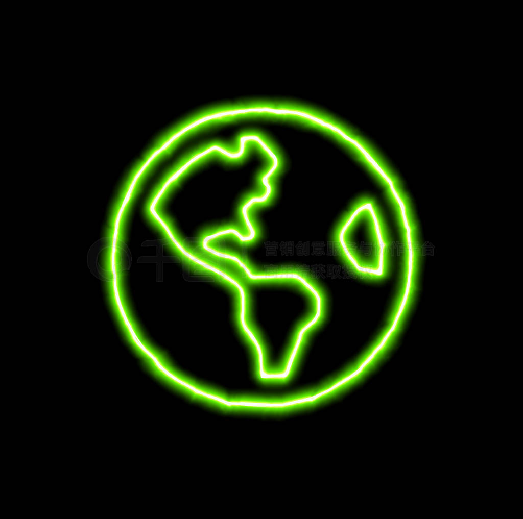 green neon symbol globe americas