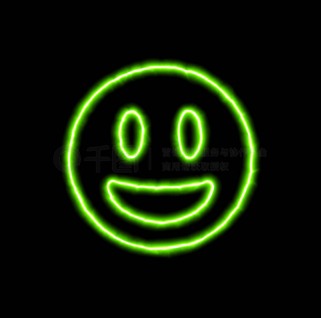 green neon symbol grin