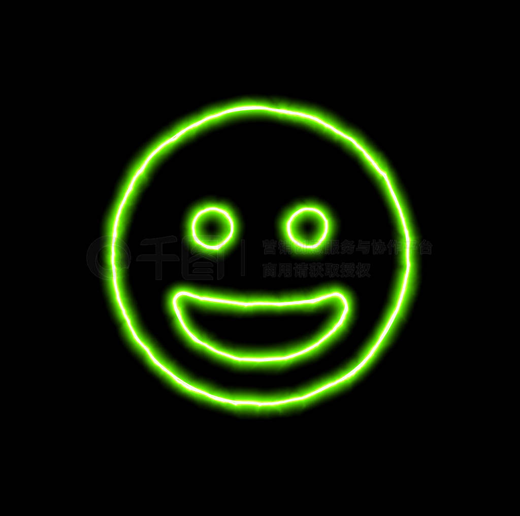 green neon symbol grin