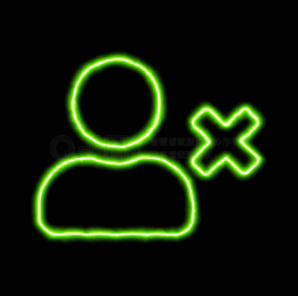 green neon symbol user delete
