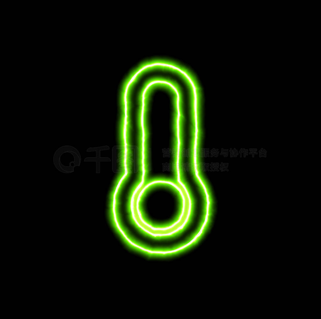 green neon symbol thermometer empty