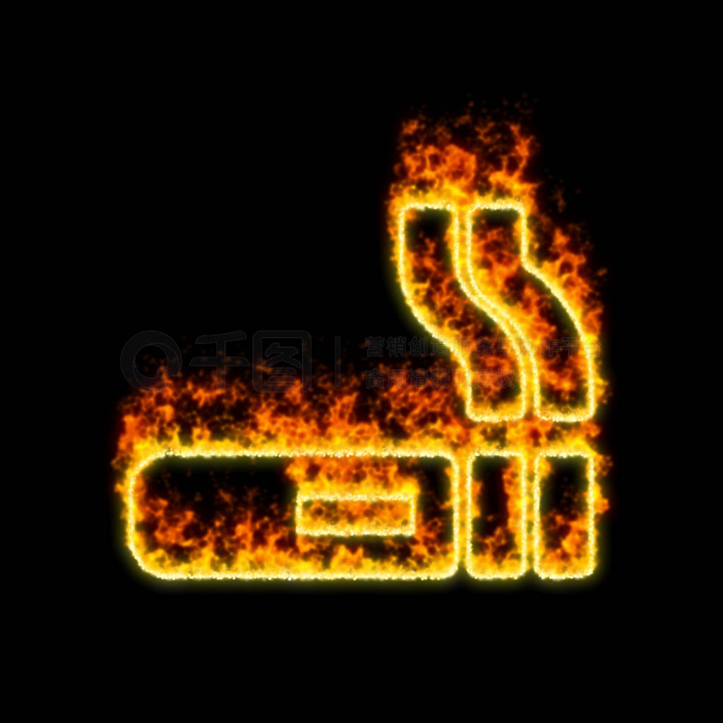 The symbol smoking burns in red fire