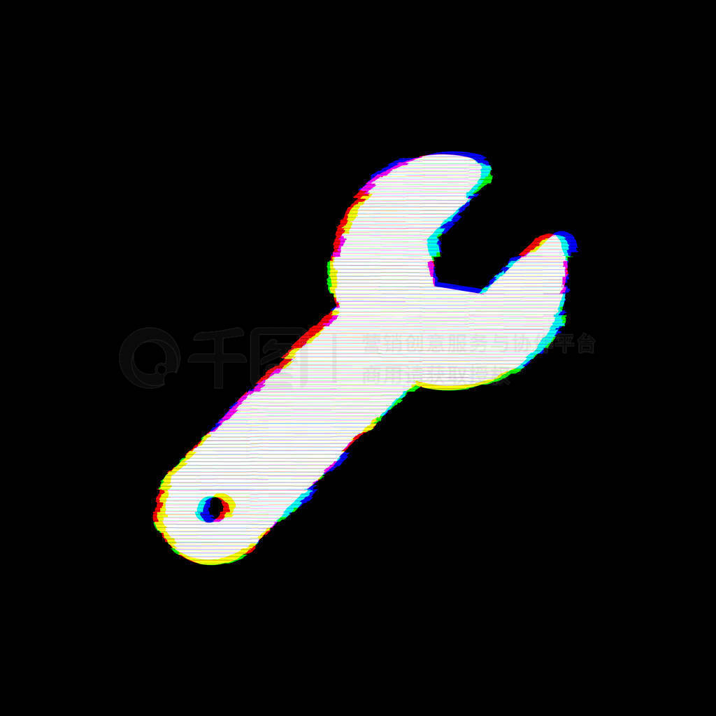 Symbol wrench has defects. Glitch and stripes