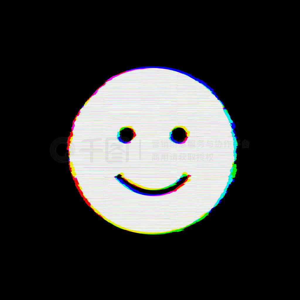 Symbol smile has defects. Glitch and stripes