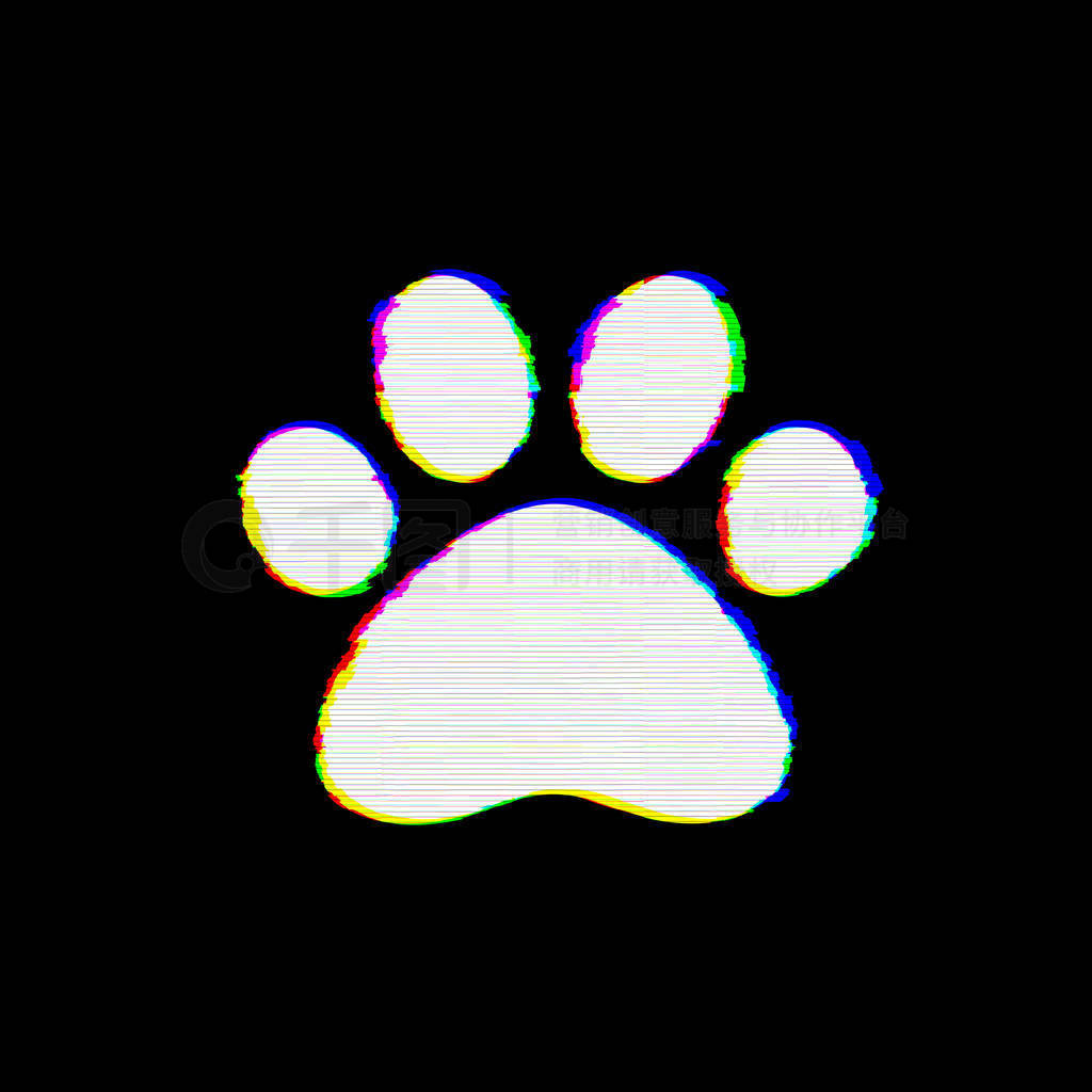 Symbol paw has defects. Glitch and stripes