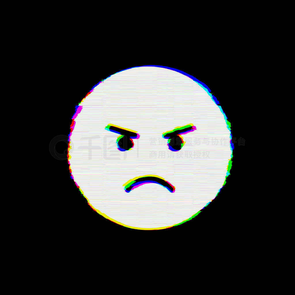 Symbol angry emotion has defects. Glitch and stripes