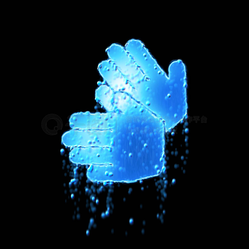 Wet symbol sign language is blue. Water dripping