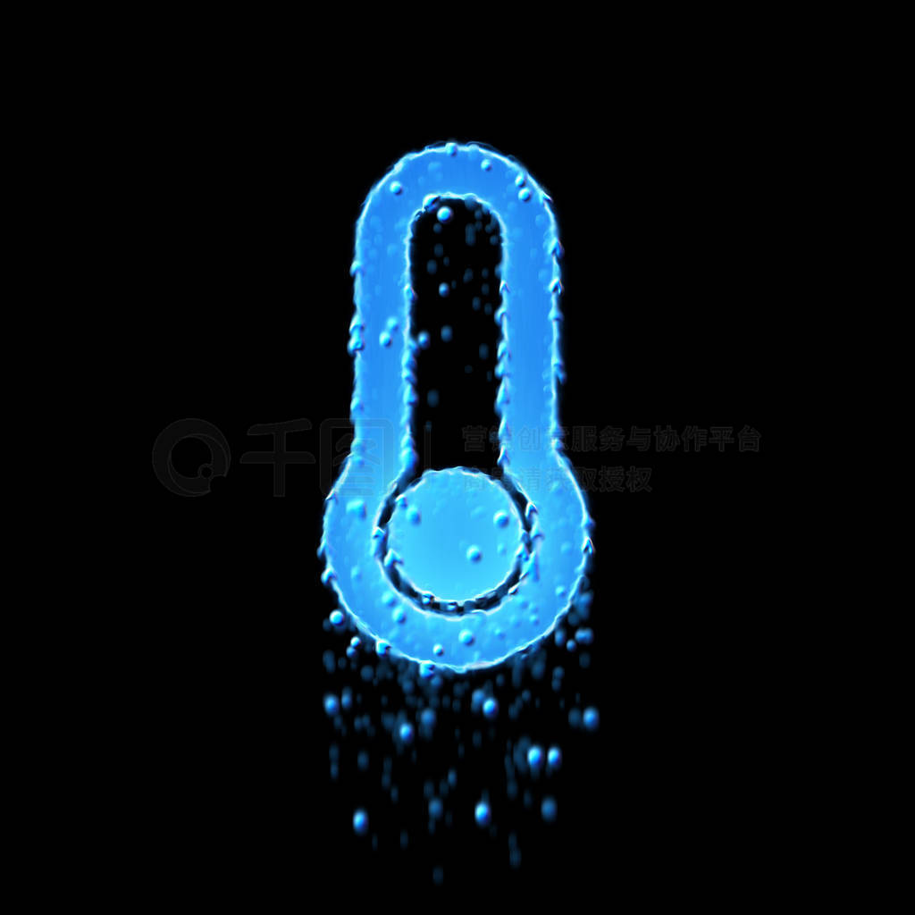 Wet symbol thermometer empty is blue. Water dripping