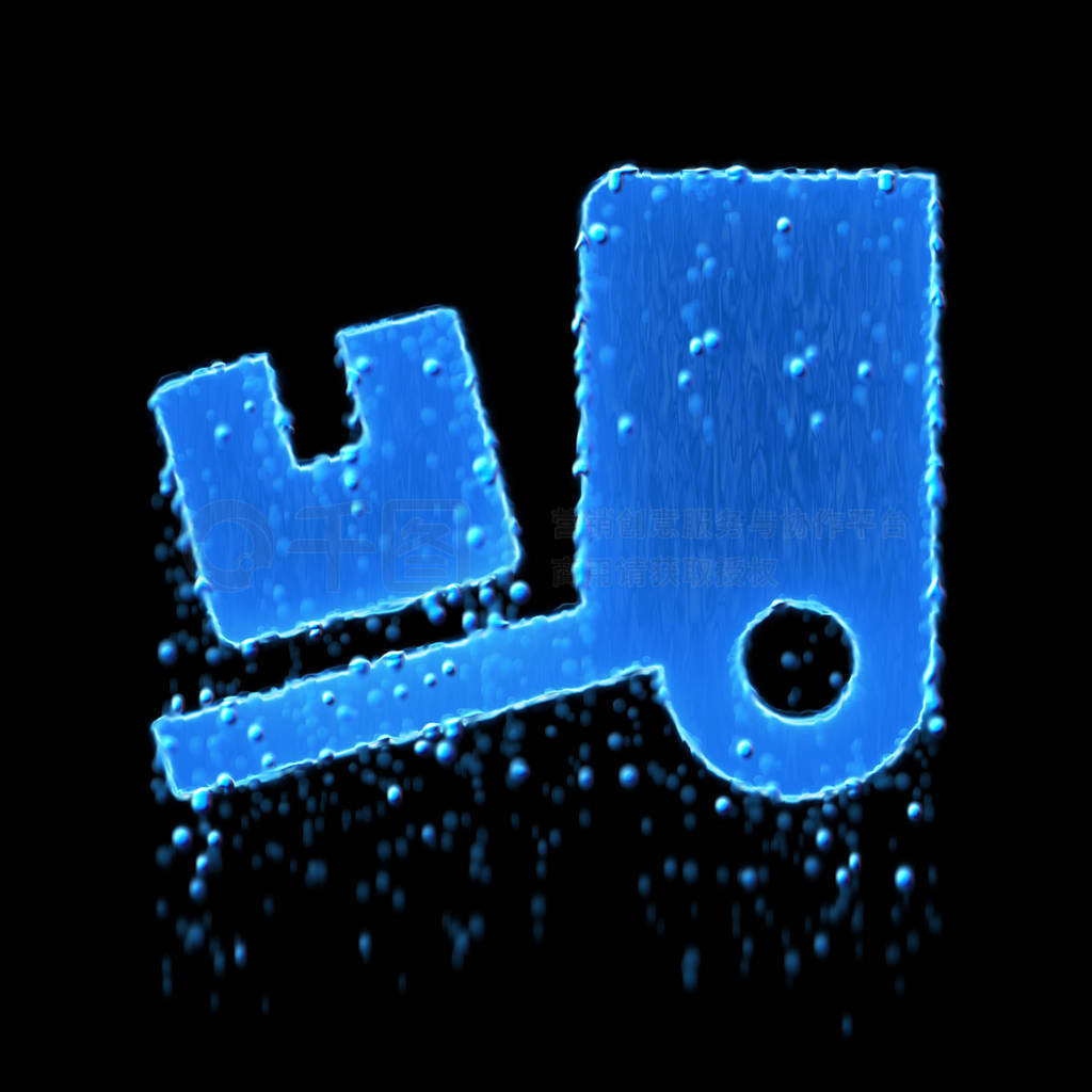 Wet symbol truck loading is blue. Water dripping