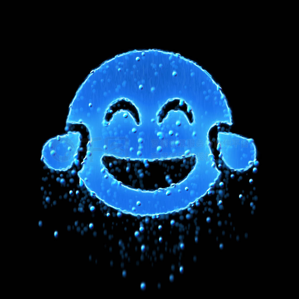 Wet symbol grin tears is blue. Water dripping