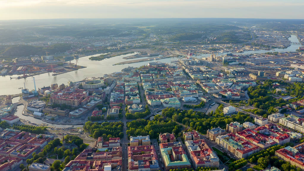 Gothenburg, Sweden. Panorama of the city and the river Goeta Elv