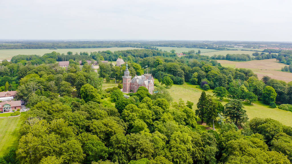 Sweden. Castle on the banks of the Oresund Strait, From Drone