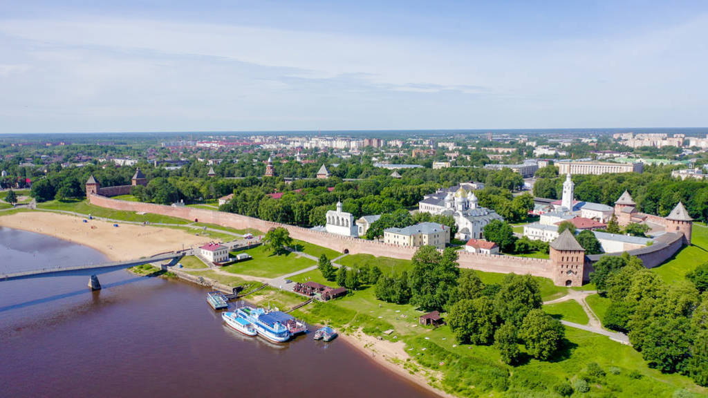 Veliky Novgorod, Russia. Novgorod Kremlin (Detinets), Volkhov Ri